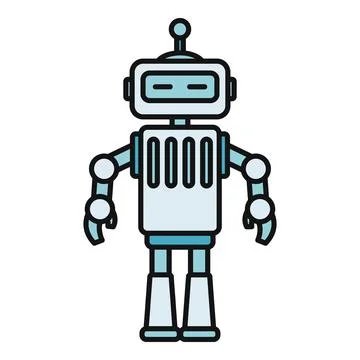 Cute robot character standing, representing artificial intelligence and tec.. Stock Illustration