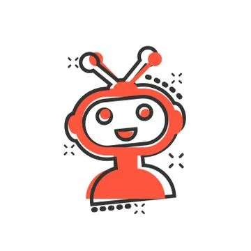 Cute robot chatbot icon in comic style. Bot operator vector cartoon illustrat Stock Illustration