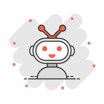 Cute robot chatbot icon in comic style. Bot operator vector cartoon illustrat Stock Illustration