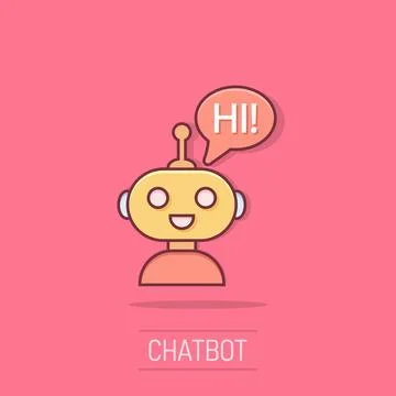 Cute robot chatbot icon in comic style. Bot operator vector cartoon illustr.. Stock Illustration