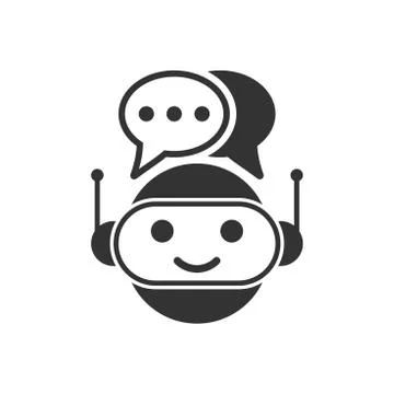 Cute robot chatbot icon in flat style. Bot operator vector illustration on wh Illustrazione stock