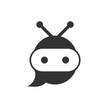 Cute robot chatbot icon in flat style. Bot operator vector illustration on wh Illustrazione stock