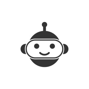 Cute robot chatbot icon in flat style. Bot operator vector illustration on wh Stock Illustration