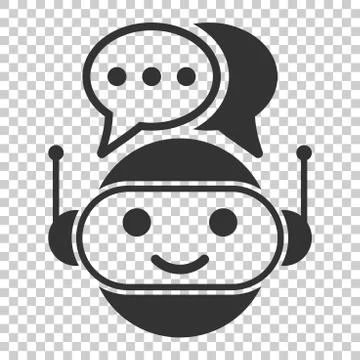 Cute robot chatbot icon in flat style. Bot operator vector illustration on is Illustrazione stock