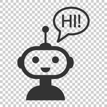 Cute robot chatbot icon in flat style. Bot operator vector illustration on is Illustrazione stock