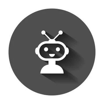 Cute robot chatbot icon in flat style. Bot operator vector illustration with  Illustrazione stock
