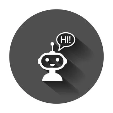 Cute robot chatbot icon in flat style. Bot operator vector illustration with  Illustrazione stock