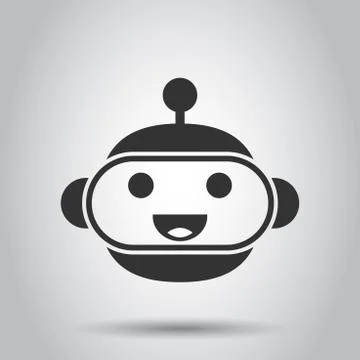 Cute robot chatbot icon in flat style. Bot operator vector illustration on wh Illustrazione stock