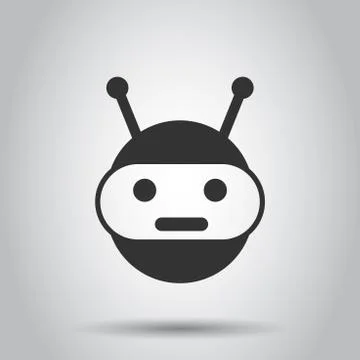 Cute robot chatbot icon in flat style. Bot operator vector illustration on wh Illustrazione stock