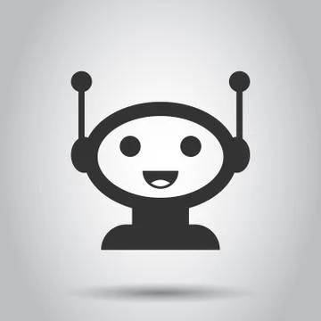 Cute robot chatbot icon in flat style. Bot operator vector illustration on wh Illustrazione stock