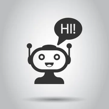 Cute robot chatbot icon in flat style. Bot operator vector illustration on wh Illustrazione stock