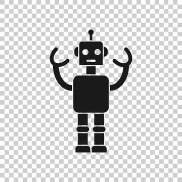 Cute robot chatbot icon in flat style. Bot operator vector illustration on wh Illustrazione stock