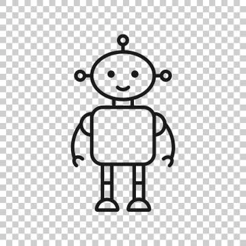 Cute robot chatbot icon in flat style. Bot operator vector illustration on wh Illustrazione stock