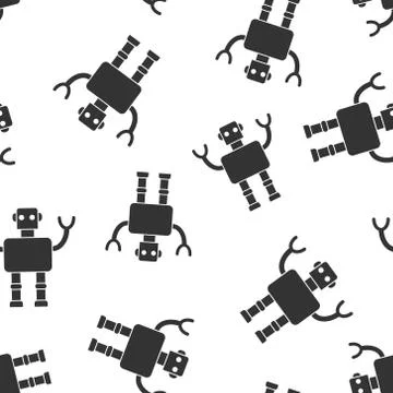 Cute robot chatbot icon in flat style. Bot operator vector illustration on wh Illustrazione stock