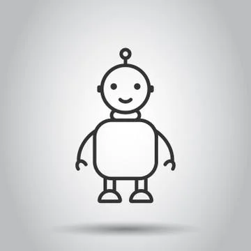 Cute robot chatbot icon in flat style. Bot operator vector illustration on wh Stock Illustration