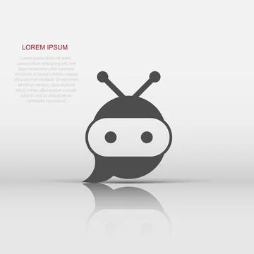 Cute robot chatbot icon in flat style. Bot operator vector illustration on .. イラスト素材