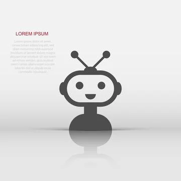 Cute robot chatbot icon in flat style. Bot operator vector illustration on .. イラスト素材