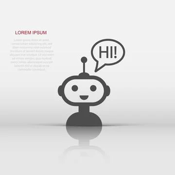 Cute robot chatbot icon in flat style. Bot operator vector illustration on .. イラスト素材