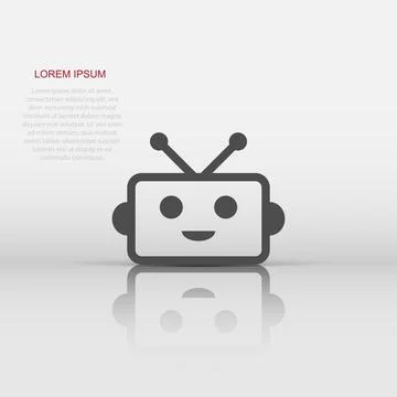 Cute robot chatbot icon in flat style. Bot operator vector illustration on .. イラスト素材