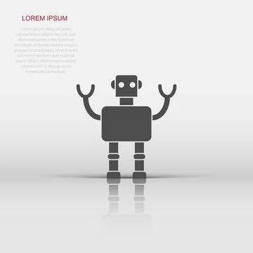 Cute robot chatbot icon in flat style. Bot operator vector illustration on .. イラスト素材