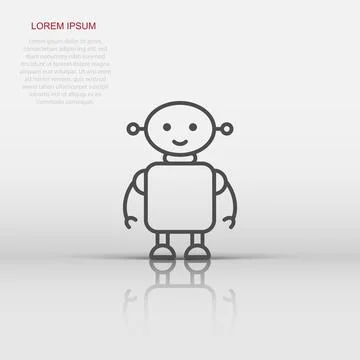 Cute robot chatbot icon in flat style. Bot operator vector illustration on .. Illustrazione stock