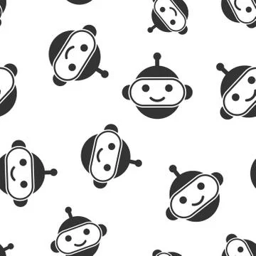 Cute robot chatbot icon seamless pattern background. Bot operator vector illu Illustrazione stock
