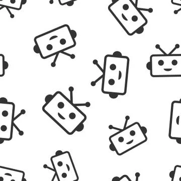 Cute robot chatbot icon seamless pattern background. Bot operator vector illu 스톡 일러스트