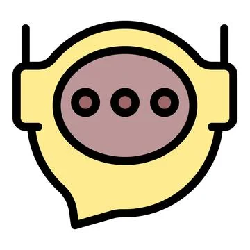 Cute robot chatting with three dots inside a speech bubble Stock Illustration