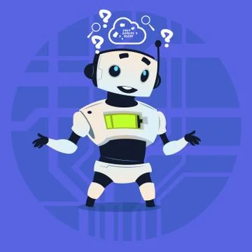 Cute Robot Coding Thinking Modern Artificial Intelligence Technology Concept Stock Illustration