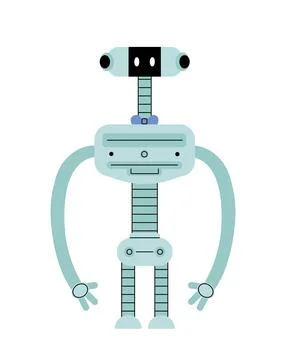 Cute robot concept. Tall virtual assistant and robotic toy. Artificial Stock Illustration