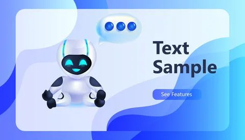 Cute robot cyborg chat bubble communication chatbot customer service artificial Stock Illustration