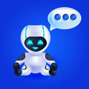 Cute robot cyborg chat bubble communication chatbot customer service artificial 스톡 일러스트