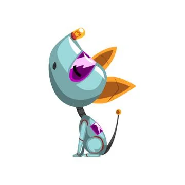 Cute robot dog howling, artificial intelligence concept vector Illustration on a Stock Illustration