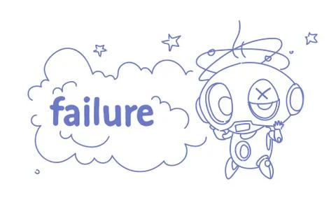 Cute robot error broken modern artificial intelligence technology failure Illustrazione stock