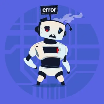 Cute Robot Error Modern Artificial Intelligence Technology Concept Stock Illustration