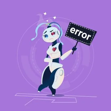Cute Robot Error Modern Artificial Intelligence Technology Concept Stock Illustration