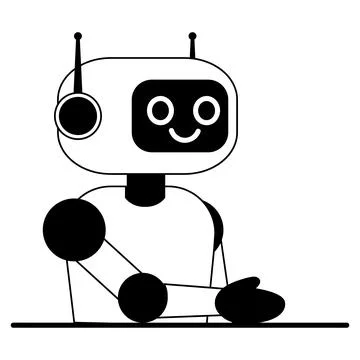 Cute robot extending his hand Stock Illustration