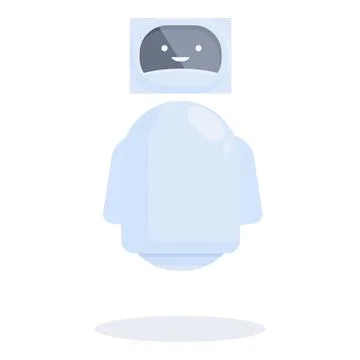 Cute robot is floating happily on a white background Illustrazione stock