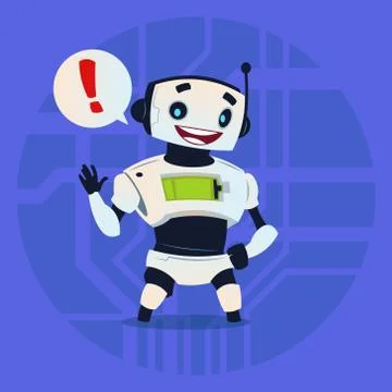 Cute Robot Happy Showing Message Modern Artificial Intelligence Technology Stock Illustration