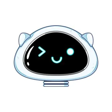 Cute robot head character winking expressing friendly artificial intelligence 스톡 일러스트