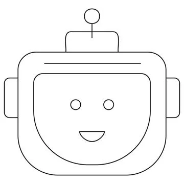 Cute robot head icon. Thin line vector illustration Stock Illustration