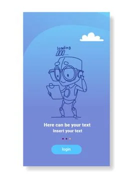 Cute robot holding clipboard loading process modern artificial intelligence イラスト素材
