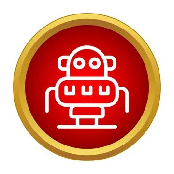 Cute robot icon on red button design Illustrazione stock