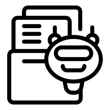 Cute robot managing documents, artificial intelligence icon Stock Illustration