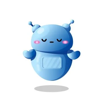 Cute robot in meditation loading process Stock Illustration
