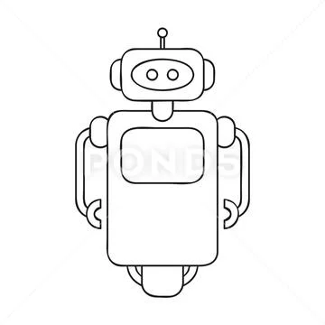 Vector Black and White Cute Robot. Robot Vector Illustration. Stock Vector  by ©marlenes9 158494604