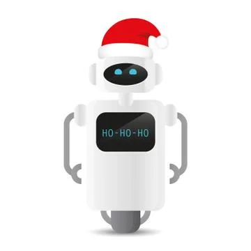 Cute robot with red santa hat christmas design Stock-Illustration