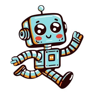 Cute robot running artificial intelligence Illustrazione stock