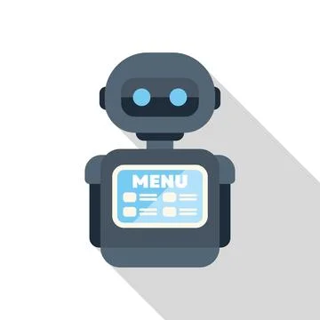 Cute robot showing menu on screen displaying long shadow Illustrazione stock