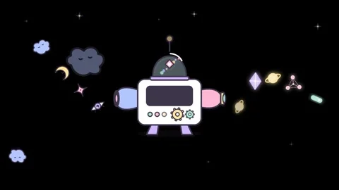Cute Robot in Space, Ai and Technology Concept, Machine Learning 스톡 동영상 341400119